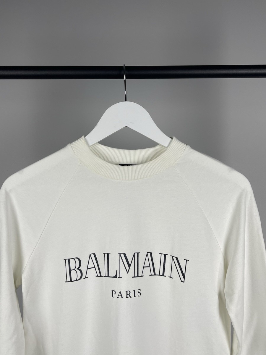 BALMAIN PARIS スウェットシャツ　ホワイト　美品 Printed Balmain Paris sweatshirt white white - Women | BALMAIN