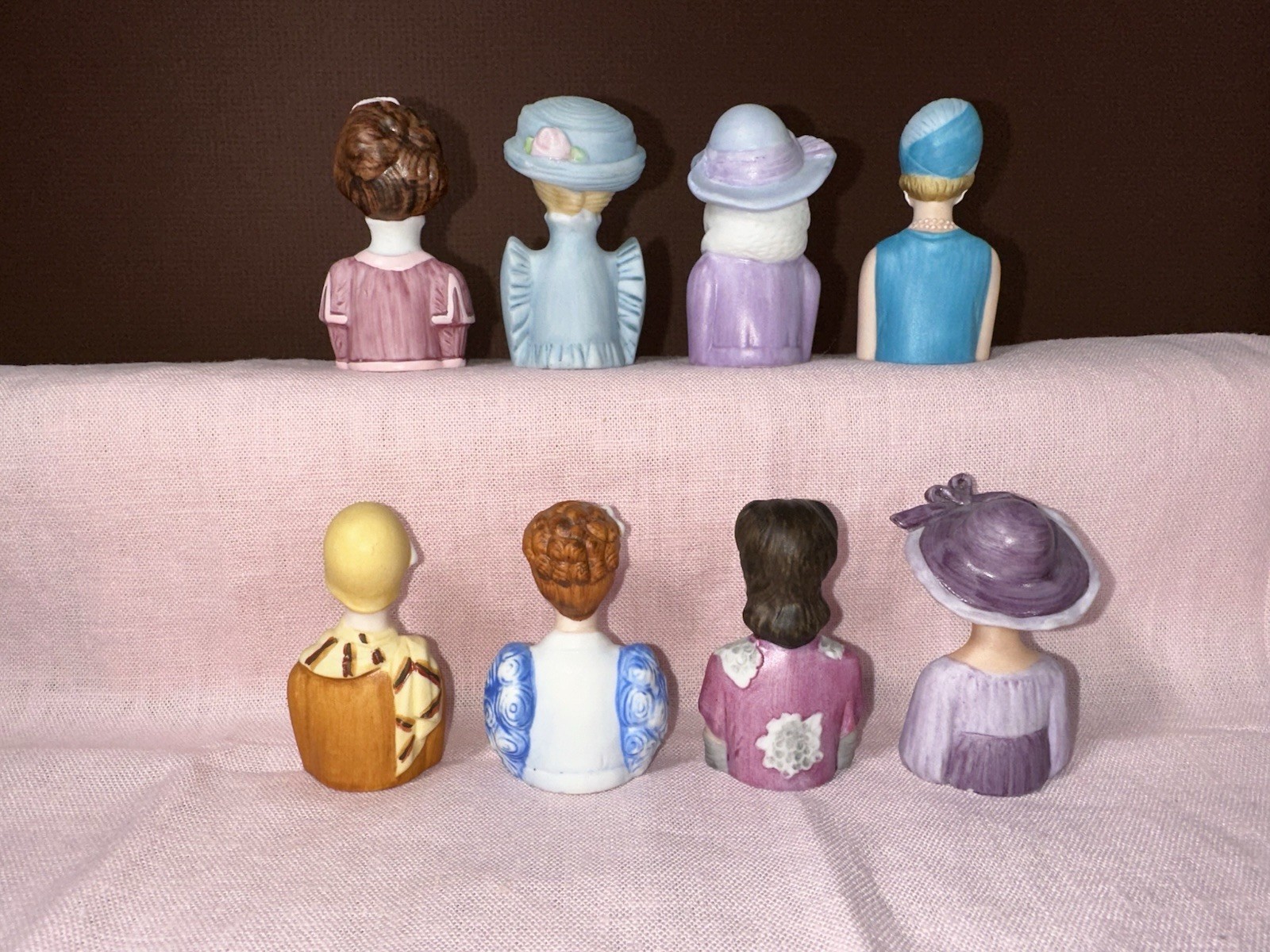 1980s Avon American Fashion Thimble Set of 8, no box or shelf