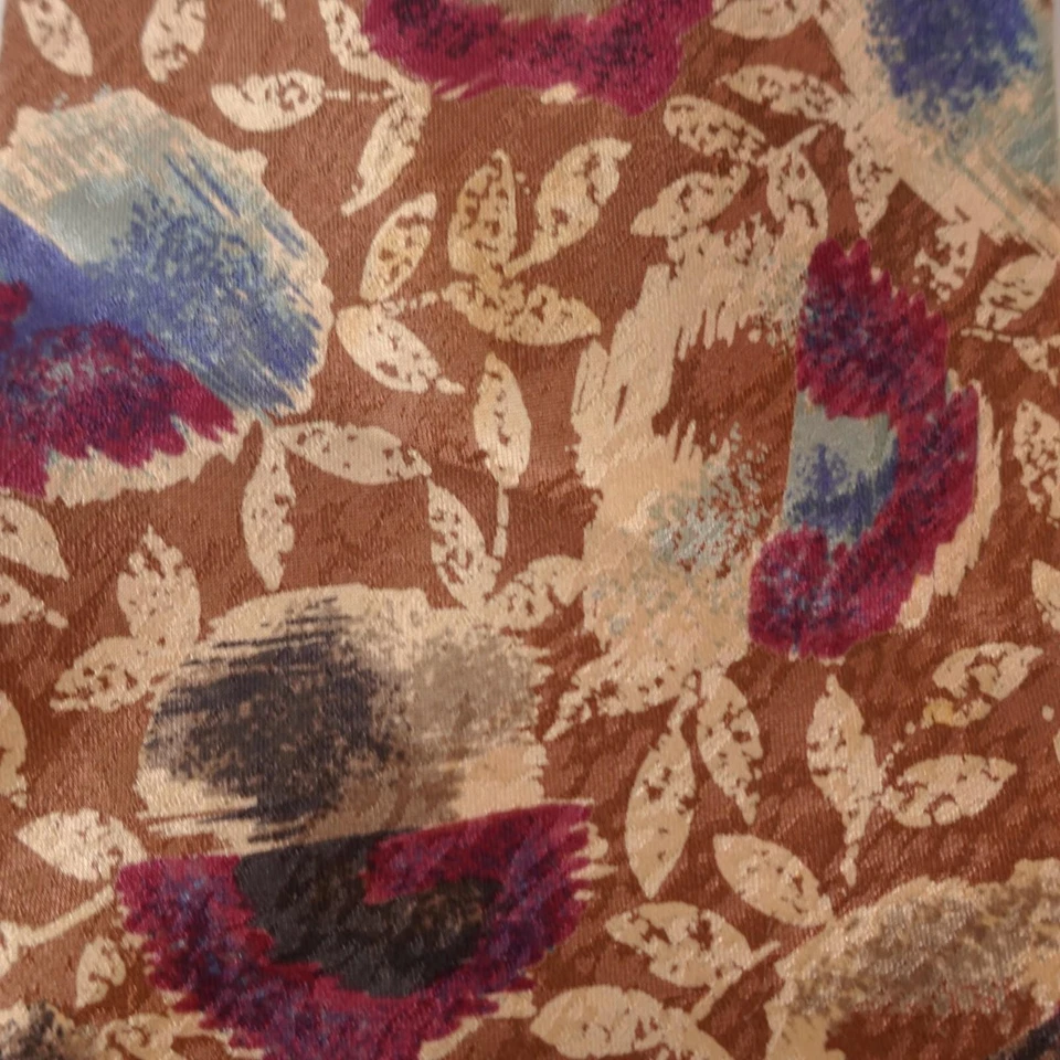 Corbata Floral Hombre Beige Marrón Botánica Corbata Boho Diseñador Parisino RENOMA Foto 4 de 4