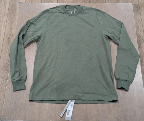 T shirt girocollo uomo RICK OWENS cotone manica lunga verde muschio media $535