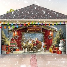 Ganeen 6 X 13 Ft Christmas Garage Door Banner Cover North Pole Snowy Xmas Tree P