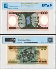 Brazil 1000 Cruzeiros, 1981-1986 ND, P-201d, UNC, Authenticated