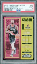 2017-18 Panini Contenders DAMIAN LILLARD Premium Edition Gold /10 PSA 9 MINT