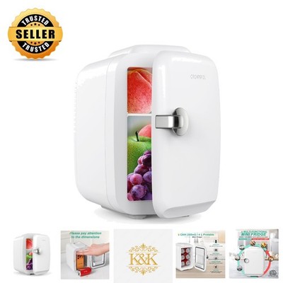 Versatile 4 Liter Mini Fridge: Silent Operation & Adjustable Shelves for Travel