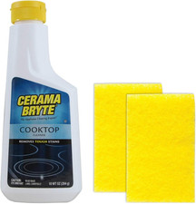 Cerama Bryte Combo Kit Pads Removes Tough Stains Cooktop and Stove Top Cleaner