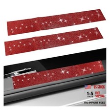 2PCS Car Door Edge Entry Guard, Bling Rhinestone Anti-Collision Adhesive Red