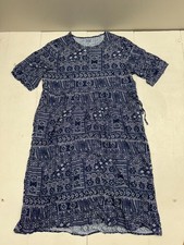 Shein Blue White Multi Print Short Sleeve Side Tie Pocketed Dress Womens One Sz