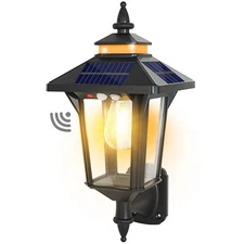 Solar Powered Wall Lantern Lights Outdoor with 3 Modes, Motion Sensor Solar W...