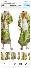 Farm Rio Fresh Forest Green Linen Blend Dress NWT Size Small