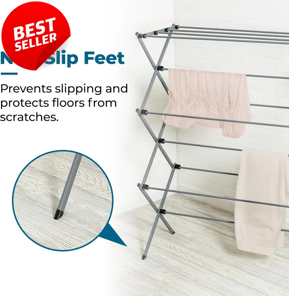 Collapsible Laundry Drying Rack Sturdy Steel Foldable Portable 50LB Capacity US - Image 4 of 4