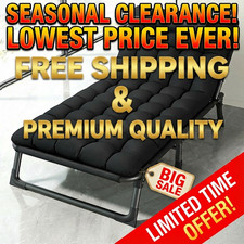 Reclining Sun Lounger Garden Folding Chair Bed Recliner Beach Camping & mat