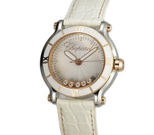 Chopard Happy Sport 36mm Ladies Steel/18k RG Floating Diamond Dial 278551-6002