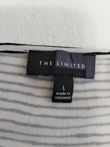 The Limited Tee Top Short Sleeve T-Shirt White Black Stripe Women's Large - Picture 11 of 13