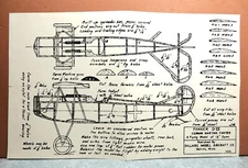 FOKKER D-VII GERMAN FIGHTER BALSA FREE FLIGHT MODEL AIRPLANE PLANS 12" WINGSPAN
