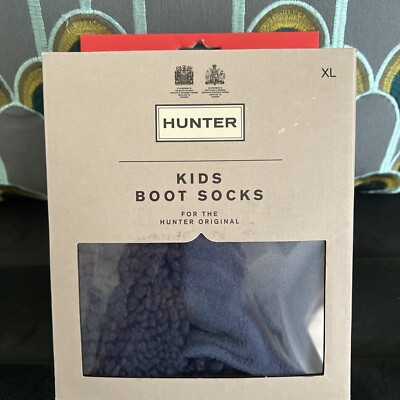 Hunter Kid Sheepy Fleece Cuff Boot Sock Peak Blue Size XL