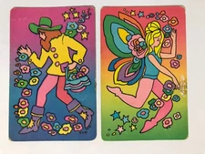 Retro Man Lady Butterfly Fairy Angel Rainbow Flower Vintage 2 Playing SWAP CARDS