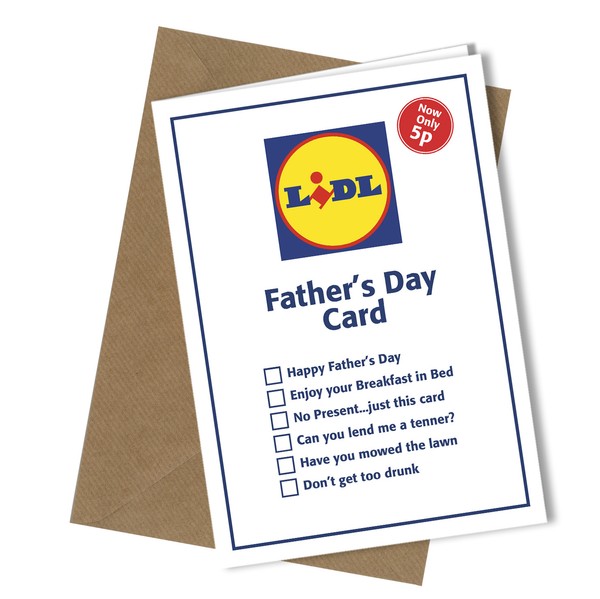 Tarjeta de felicitación #248 VALOR LIDL COMEDIA HUMOR GROSERO DIVERTIDO TARJETA DEL DÍA DEL PADRE
