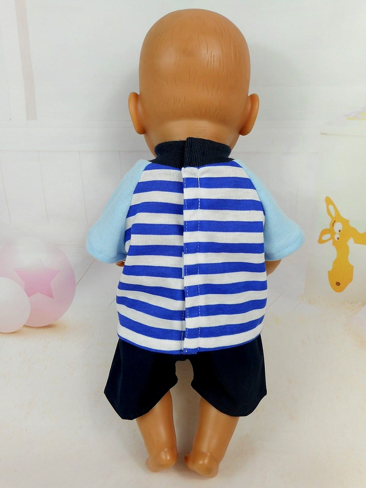 DOLLS CLOTHES FOR 17" BABY BORN BOY16" CPKREBORN DOLLBLUEY TOP