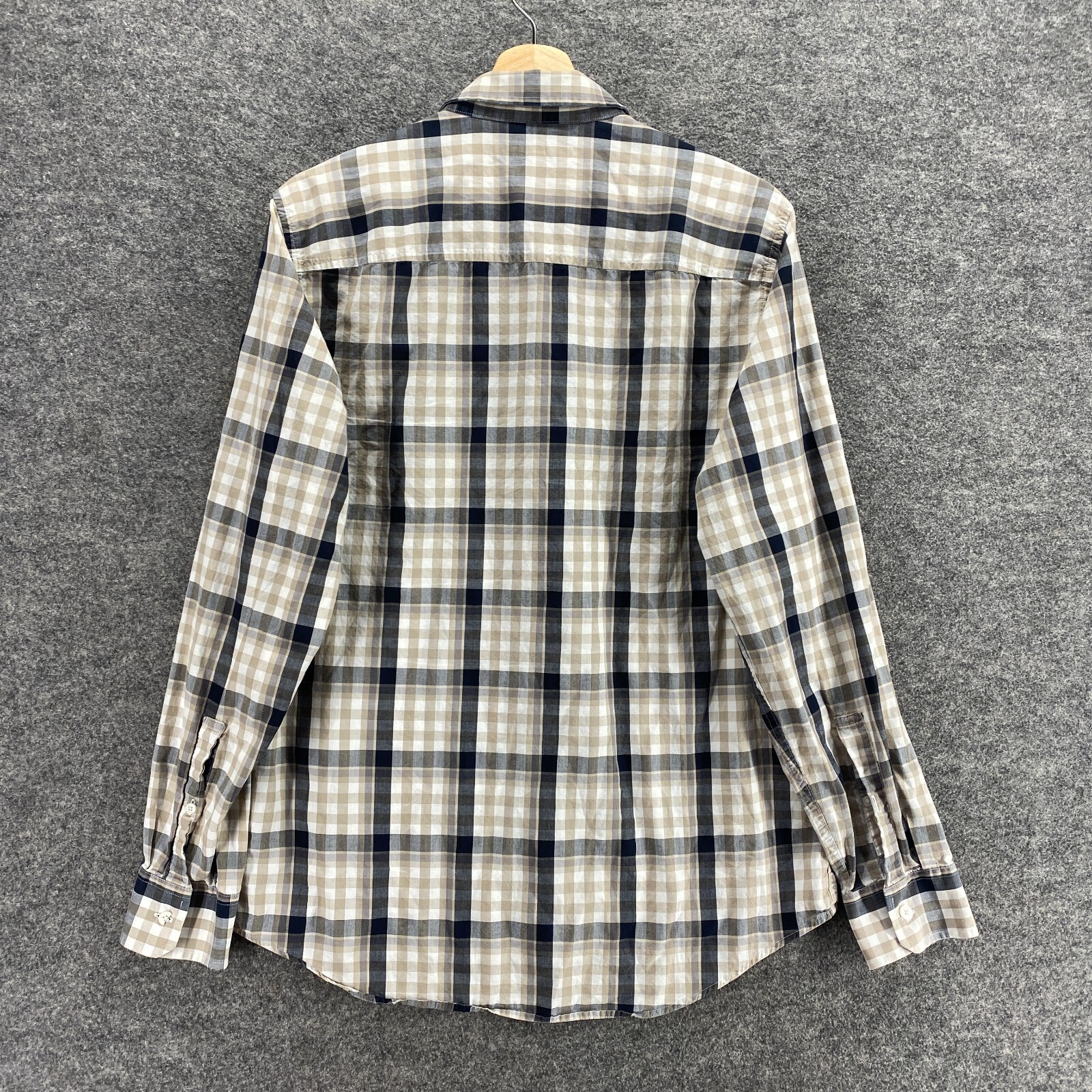 Michael Kors Shirt Men M  Black Plaid Button Up Collared Long Sleeve thumbnail 2