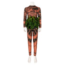Moana Maui Tattoo Top Pants Halloween Outfit Adult Cosplay Costume Leaves Decor