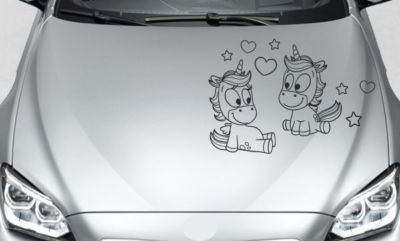 Aufkleber Auto Car Style Tattoo Trend Einhorn Unicorn Pony Pups Ehe Love Paar 97