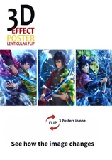 Tomioka Giyuu-Demon slayer 3D poster,3D Lenticular Flip Effect,3 Images In One
