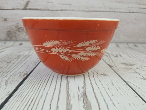 Vintage Pyrex Orange Autumn Harvest Wheat #401 750 mL Mixing Nesting Bowl-WOW! - Picture 2 of 12