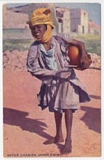 Young African Girl Water Carrier Upper Egypt Egyptian Gazette Series Postcard