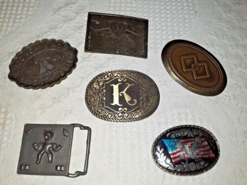 6 Vintage gebrauchte verschiedene Messing Gürtelschnallen sehr guter Zustand