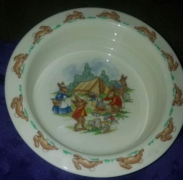 ROYAL DOULTON 1936 BUNNYKINS 6" CEREAL BOWL camping wTent london eBay