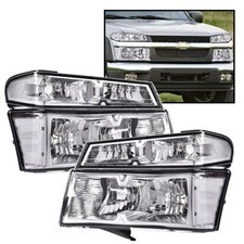 Fit For 2004-2012 Chevy Colorado Gmc Canyon Clear Lens Chrome Headlights 4pcs