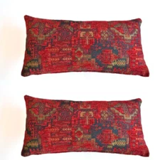 2 pcs/set Kilim Design Fabric Pillow Cover Handmade Ethnic Tribal Boho Lumbar