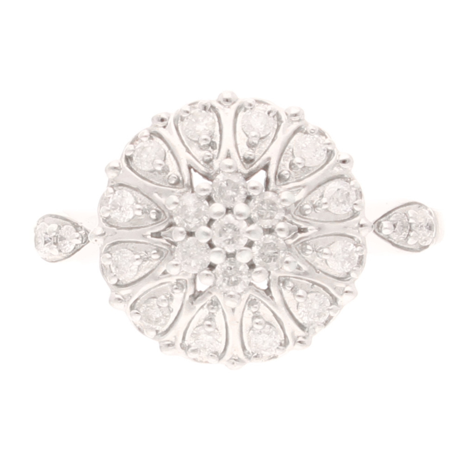 9Carat White Gold 0.30ct Diamond Cluster Ring (Size L) 12.5x12mm