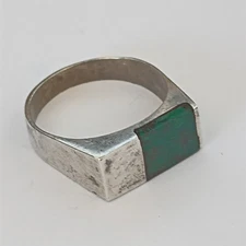 Eilat Stone Israeli Silver Ring Modernist Geometric Minimalist Men Women 8 VTG