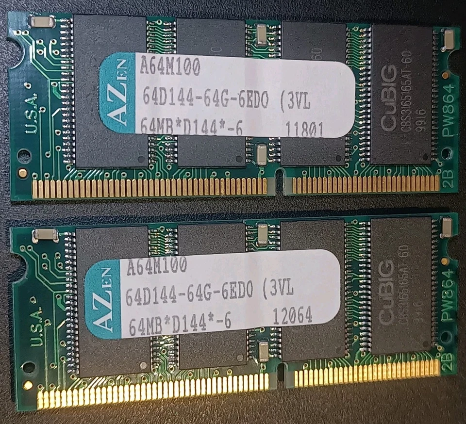 128MB (two pieces of 64MB) 60ns 144-Pin EDO SODIMM RAM - Image 4 of 4