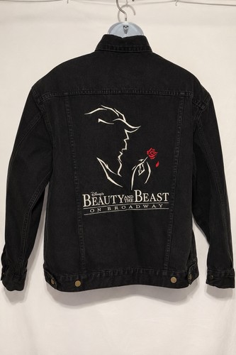 Vintage 90’s Disney Beauty And The Beast Broadway Embroidered Black Denim Jacket