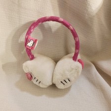 Girls Hello Kitty Fluffy Earmuffs Adjustable White Pink for Ages 3 And Up Winter