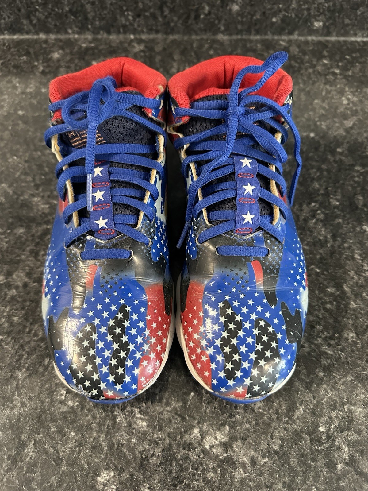 Under Armour UA Spotlight Franchise 4 RM Football Cleats Size 6Y Flag USA Blue