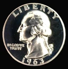 1963 Proof Washington Quarter ~ GEM PF UNC ~ Fresh From a Proof Set ~ 90% Silver