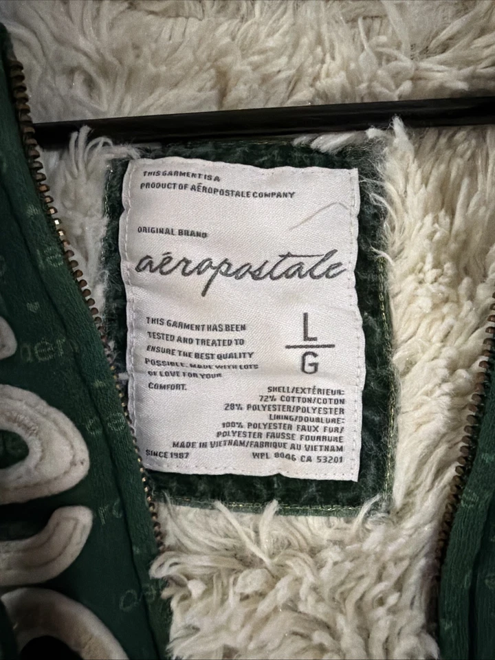 Sudadera Aeropostale Y2K Vintage Forrest Verde Piel Forrada Cremallera Mujer’s 2000s Foto 2 de 4