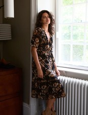 Blue Vanilla Womens Floral Mesh Wrap Front Tiered Midi Dress