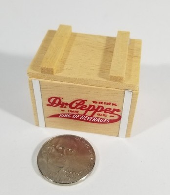 Franklin Mint american country store miniature dr pepper wood crate bottle case