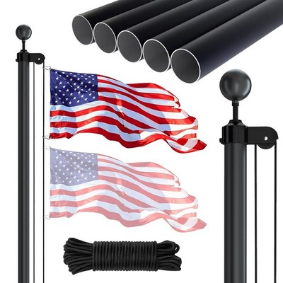 20FT Heavy Duty Flagpole 14 Gauge Stainless Outdoor Yard Kit Foot Stand