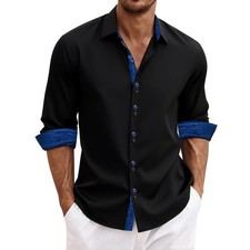 DiBanGu Men's Dress Shirt Long Sleeve Casual Button Down Shirts Regular Fit