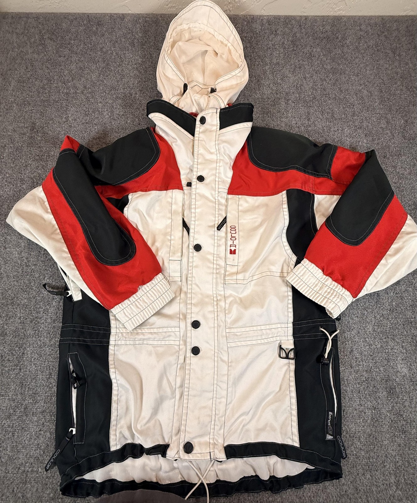 Jacket Mens 38 White Black Red Hooded Entrant Gii E-1000