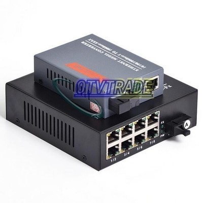 Gigabit Fiber Optic Media Converter 1 CH*SC 8 CH*RJ45 Converter Transceiver #zc