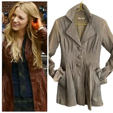 MIKE & CHRIS Jude Leather Jacket ASO Gossip Girl & Lindsay Lohan Y2K Trench M