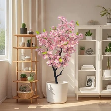 Artificial Cherry Blossom Tree Pink Natural Tall Lifelike Fake Plant Home Decor