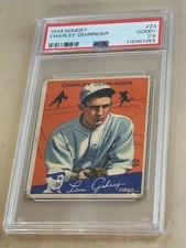 1934 GOUDEY #23 CHARLEY GEHRINGER PSA GOOD+ 2.5 DETROIT TIGERS BASEBALL CARD.