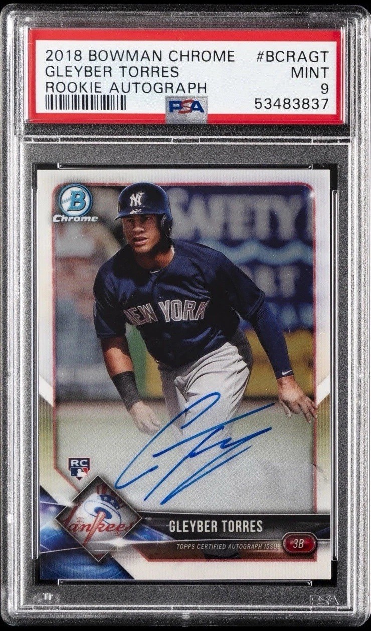 2018 Bowman Chrome Chrome Gleyber Torres Auto RC New York Yankees PSA 9